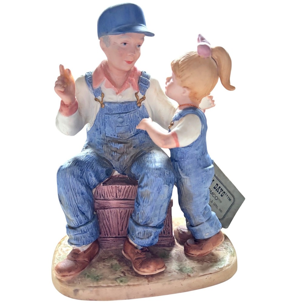 Vintage 1985 HOMCO Denim Days #8894 Grandpa Girl Figurine w Original Tag